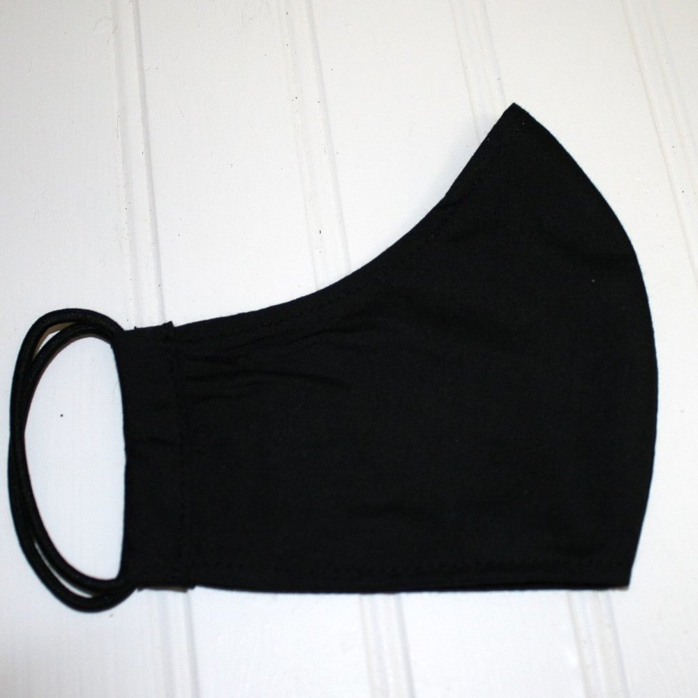 HANDMADE Cloth Solid Black Face Mask Shield - Picture 2 of 6